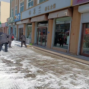 南村执法中队清扫积雪在行动！