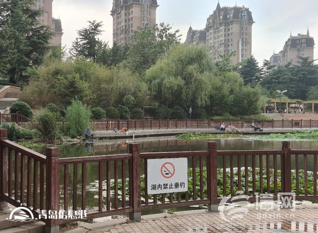 浮山后锦鲤湖栏杆破损 工作人员将加强巡视劝离垂钓者